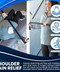 Shoulder Wand Therapy Stretch Tool For Rotator Cuff Mobility Collapsible Stretch Bar For Home Rehab Physical Therapy Aid To Improve Range of Motion Ergonomic Grip For Easy Stretches And Faster Recovery, black wand shown in use