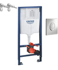 Rapid SL 3 In 1 Wall Hung Toilet Kit With Wall Brackets And Skate Air Flush Plate Dope Chrome Finish frame and flush plate visible
