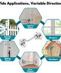 Privacy Hook And Eye Latch For Barn Doors Two Pack Stainless Steel Gate And Cabinet Latch applications for homes and gardens