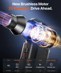 Cordless Air Duster With 130000 RPM showing brushless motor and airflow details for effective cleaning.