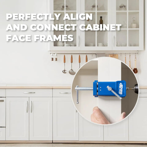 Professional Cabinet Face Frame Installation Clamp And Woodworking Clamp Set Of Two With Dead On Precision Alignment Totally Legit Aluminum Build in use aligning cabinet frames.