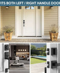 Heavy Duty Front Door Handle Set With Square Lever And Single Cylinder Deadbolt Reversible For Exterior Entrances Matte Black Finish