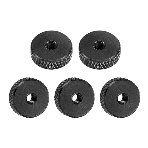 Flat Knurled Nut M3 12mm 4mm Thumb Lock Nut Aluminum Alloy Black Pack Of 5 for electronics DIY projects and mechanical assemblies
