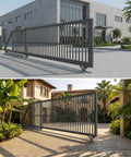 Heavy Duty Extra Wide 3.5-Inch V-Track For Sliding Gates in galvanized steel installed in driveway and warehouse settings