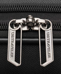 Close-up of zipper on Aviron Bay Expandable Softside Carry On Luggage With Spinner Wheels For 1 To 3 Day Trips Black 23 Inch Durable 600D Polyester Travel Bag