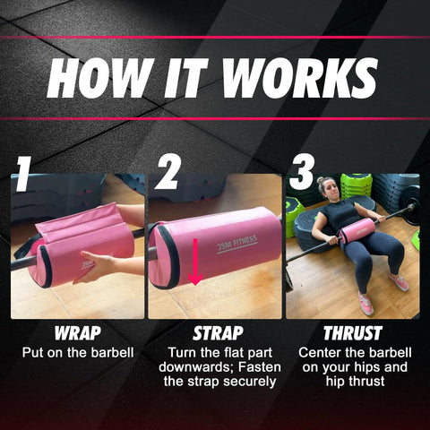 Three steps to use Hip Thrust Barbell Pad Extra Thick For Glute Gains Bar Cushion For Glute Bridges And Bench Press Comfortable Workout Accessory Red