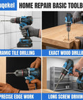 Premium Quality 21V Brushless Cordless Drill And Driver Kit With Two Batteries And Rapid Charger used for ceramic tile and precise wood drilling.
