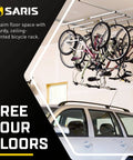 Glide Ceiling Bike Rack Storage For Up To Four Bikes With Individual Access installed in garage above car