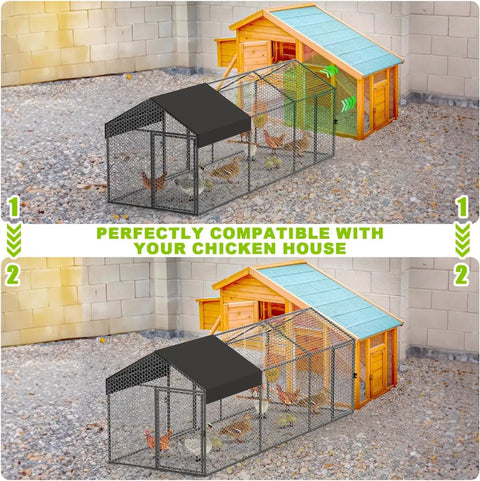 Heavy Duty Predator Proof Metal Chicken Run With Cover And Swing 118 Inch Long By 40 Inch Wide By 40 Inch High Portable Tractor Coop