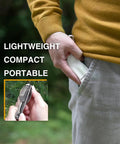 Person putting All In One Camping Utensils Set With Case Featuring Knife Spoon And Fork That Fold Magnetic into pocket
