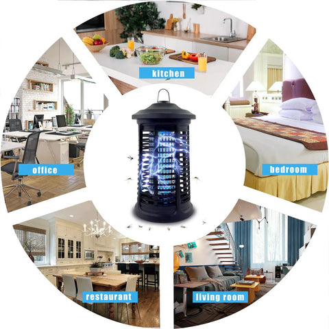 Heavy Duty 4200V Electric Bug Zapper Indoor Outdoor Use Waterproof Mosquito Fly Trap with images of various rooms for use