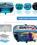 XL Beach Tote Bag With Insulated Cooler Compartment And Wet Dry Separation showing cooler and organization pockets