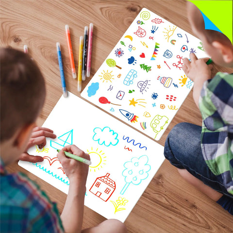 Children using Eight Pack Small Whiteboards Set With Double Sided Dry Erase Surfaces 12 By 9 Inches Perfect For Office Classroom Home Study