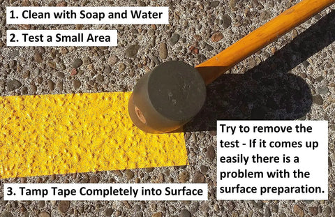 Application process of Yellow Reflective Pavement Marking Tape For Outdoor Use Built Tough, 4 Inch By 150 Foot Roll on asphalt.