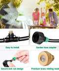 Outdoor Misting Fan Kit Anti Leak System with 19.69Ft Tubing 6 Brass Nozzles 6m Line and 3/4 Inch Adapter in use