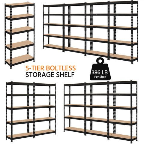 Premium Heavy Duty 5 Tier Storage Rack 2 Pack Adjustable Metal Shelving Unit Solid As A Rock Zero Hassle Boltless Assembly Top Shelf Garage Game Changer And Versatile Utility Rack In Matte Black