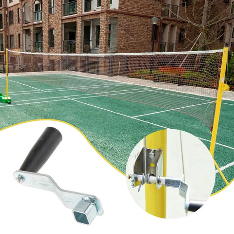 Net Post Tension Adjuster Handle For Tennis Courts Quick Install Iron Post Clamp Easy Net Tightening Tool on outdoor court