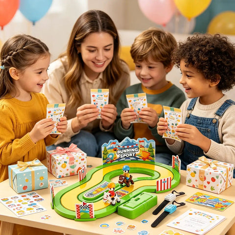 Motion Tracking Racetrack Toy With Wristband Sensors Two Player Competitive Racing For Kids And Parents; tabletop gift set with track