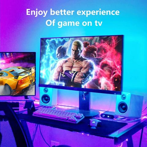 LED Strip Light Kit With Music Sync Sixteen Point Four Feet USB Powered Waterproof RGB 5050 Color Changing LED Strip TV backlights