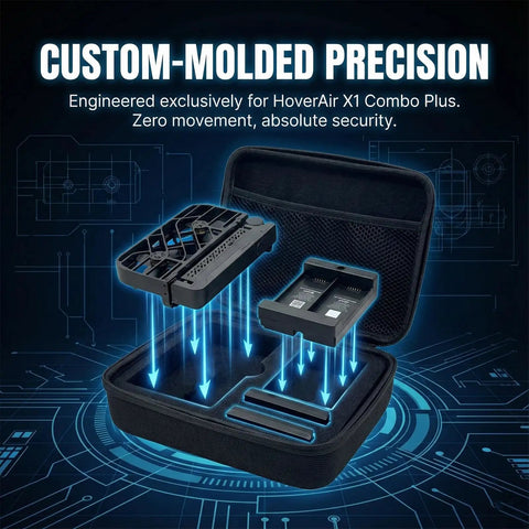 Hard Case For Hover Air X1 Self Flying Camera Drone Gear Rugged Carry Case With Soft Microfiber Interior Storage Bag featured open