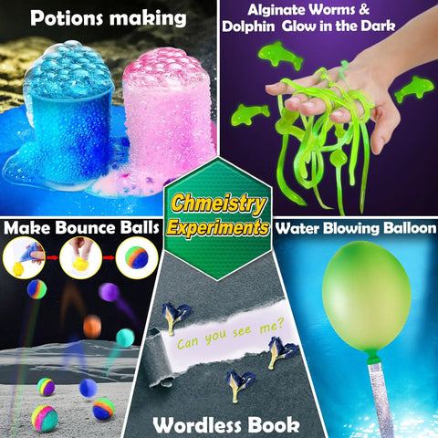 150 Hands On Science Experiments Kit For Kids STEM Projects Kid Friendly For Boys And Girls potions glow worms
