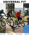 Cyclists on mountain, road, touring, and folding bikes demonstrating versatility of Rear Derailleur TY21B 6/7 Speed Hanger Mount.