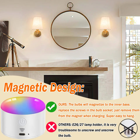 Wireless Battery Operated Wall Sconce Set Of Two With Remote Control Dimmable Indoor Wall Mounted Lamps Rechargeable Bulbs