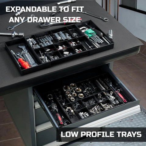 Expandable Large Toolbox Storage Tray Kit With Tray Divider Set for rolling tool chest drawers organizing small tools