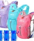 3 Piece Kids Hydration Backpack Set With A One And A Half Liter Water Bladder, colorful design for boys and girls