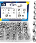 Assorted Stainless Steel Hex Nuts Kit M3 M4 M5 M6 M8 M10 M12 145 Pieces 304 Stainless Steel Hardware Set in box