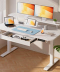 Electric Standing Desk With Drawers For Home Office 48 By 24 Inch Sit Stand Desk With Monitor And Laptop Stands Quiet Motor