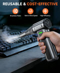 Ultra Powerful Electric Air Duster With LED Light, 180000 RPM Turbo Blower, Three Speed Control being used on keyboard