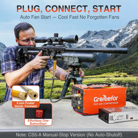 Portable 4500 PSI PCP Air Compressor With Retractable Handle Works On Car 12V Or Home AC Power Oil Free Water Free For Paintball And Rifle Tanks High Pressure Manual Stop Pump