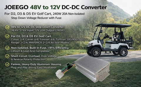 Real Deal Straight Up Solid 48V To 12V DC DC Step Down Converter For Electric Golf Carts 240W 20A Non Isolated Voltage Reducer with connectors.