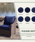 Deep Seat Outdoor Cushions Set For Patio Furniture 24 X 24 X 5.75 Inches Waterproof And Fade Resistant Navy Blue on wicker chair