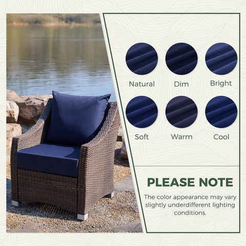 Deep Seat Outdoor Cushions Set For Patio Furniture 24 X 24 X 5.75 Inches Waterproof And Fade Resistant Navy Blue on wicker chair