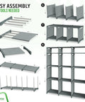 Assembly steps for Must Have 12 Cube Storage Organizer With Bins Included For Toy Organization Closet And Clothes All In One Grey Cube System 36 Inch High Cabinet With 9 Large Cubes And 3 Small Cubes Easy Assembly