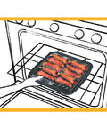 Heavy Duty Porcelain Air Fry Bake and Broil Pan Set, 16 By 12.75 Inch, Drains Grease, Dishwasher Safe in oven with bacon