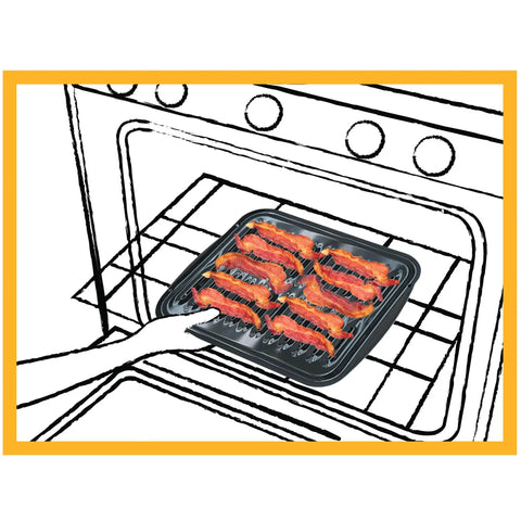 Heavy Duty Porcelain Air Fry Bake and Broil Pan Set, 16 By 12.75 Inch, Drains Grease, Dishwasher Safe in oven with bacon