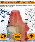 Straight Shooter 125A 58V DC Battery Terminal Fuse Block With M8 Stud Mount features red waterproof and dustproof cap to prevent moisture.
