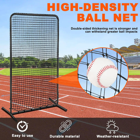 Pitching Screen For Batting Cage With Portable Bag, Heavy Duty 7x4 Ft Net Shield For Baseball And Softball Practice on track