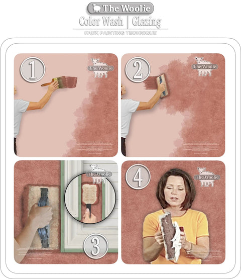 Faux Painting Starter Toolkit For Beginners Full Sized 9.75 By 5 Inch Set With Three Quarters Inch Nap Sheepskin Tools USA Made