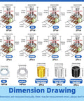 Dimension drawing of WH148 Dual Linear Rotary Taper Potentiometer Kit With Knobs 50 Pcs Including 1K 5K 10K 50K 100K 250K 500K 1M Ohm