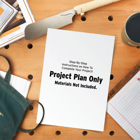 Straight Up Full Size Blueprint Plan To Build A Slick Retro Double Dresser With Step By Step Joinery And Hardware Checklist For Your Basement Woodworking Project Materials Not Included. Project plan instructions on a wooden workbench.