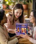 Friends enjoying the Openable Miniature Tea Room Book Nook Kit For Adults, DIY 3D Mini House Model Craft Kit together indoors.