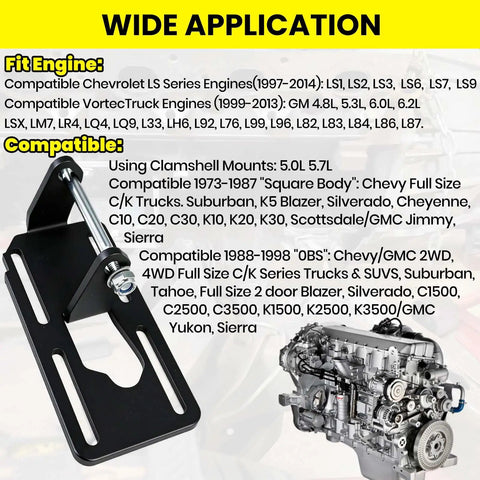 Premium Grade Rock Solid Slotted LS Swap Motor Mounts For Custom Tilt And Clearance Fixes Works With Manual Or Auto Transmissions Quick Shop Install Beat Fitment Bull compatible with various Chevrolet LS series engines and vehicles.