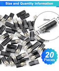 Double Wire Plug In Connectors Pack Of 20 For Low Voltage DC Projects 22-18 AWG Wire, shown with size details and quantity