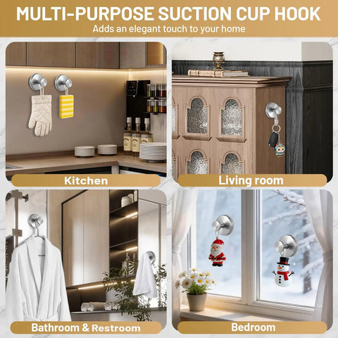 Heavy Duty Suction Cup Hooks For Bathroom No Drill Towel And Robe Holder Renters Dream Zero Drama Setup For Tile Glass And Mirror in kitchen, bathroom, living room, bedroom.
