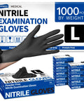 Black Nitrile Disposable Gloves, Powder Free And Latex Free, Chemical Resistant Medical Exam Gloves, Food Safe For Kitchen And Lab, Pro Grade Heavy Duty Durable Large Size 1000 Count