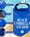 Two Pack Beach Umbrella Sand Weight Bags 10L 25LB Fillable Anchor Bags For Outdoor Wind Resistant Shade Setup Heavy Duty 500D PVC